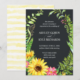 Convite para casamento de girassol com fundo escur