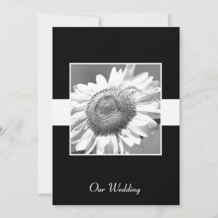 Convite para Casamento de Girassol Negro e Branco