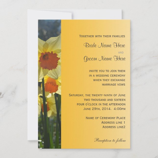 convite para casamento de girny daffodil (Frente)