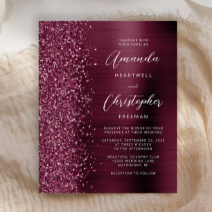 Convite Para Casamento De Glam Glitter De Burgundy