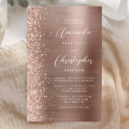 Convite para Casamento de Glam Glitter, Rosa Doura