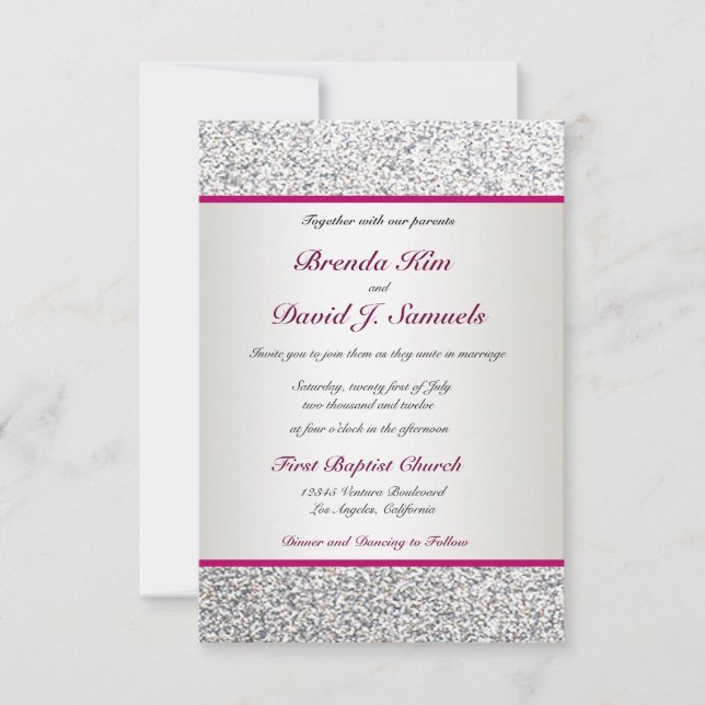 Convite para Casamento de Glitter Elegante (Frente)