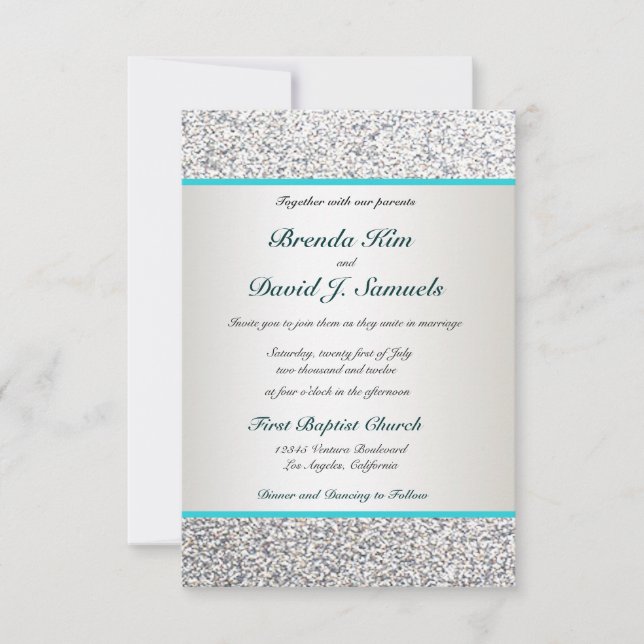 Convite para Casamento de Glitter Elegante (Frente)