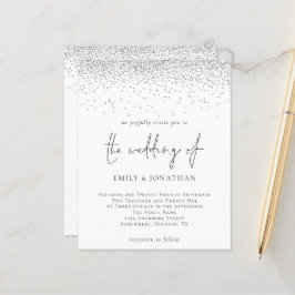 Convite para Casamento de Glitter Silver Script Or