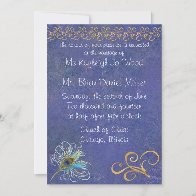 Convite para Casamento de Glória de Peacock (Frente)