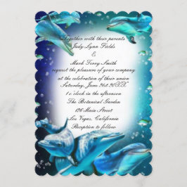 Convite para Casamento de Golfinhos do Tema de Pra