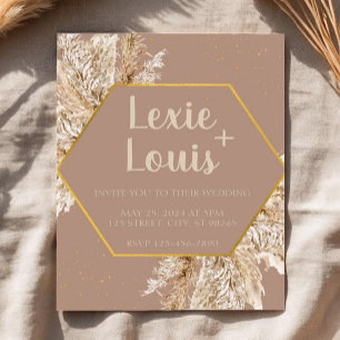 Convite Para Casamento De Grass Boho Pampas — Beig