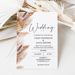 Convite para Casamento de Grass de Boho Pampas Mod
