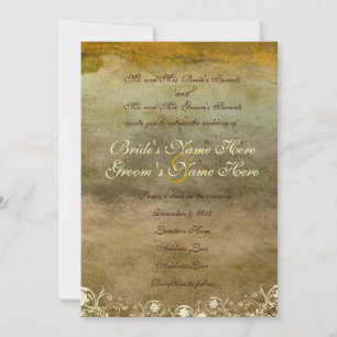 Convite Para Casamento De Grunge Dourado Em Decay 