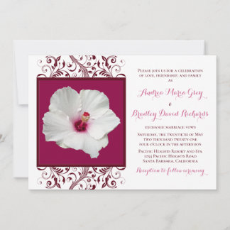 Convite para Casamento de Hibiscus Branco