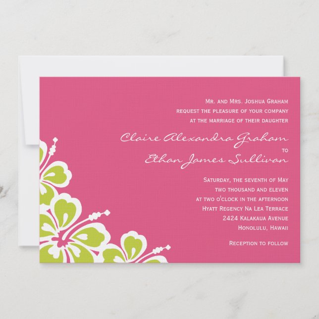 Convite Para Casamento De Hibiscus Delight - Azale (Frente)