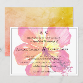 Convite para Casamento de Hibiscus em Ilha Tropica