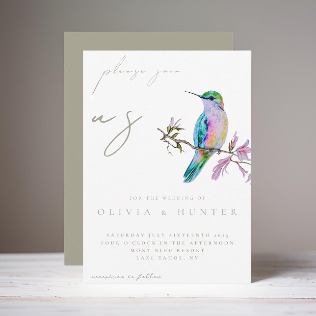 Convite para Casamento de Hummingbird Elegante Wat (Criador carregado)