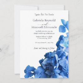 Convite para Casamento de Hydrangea Azul Elegante