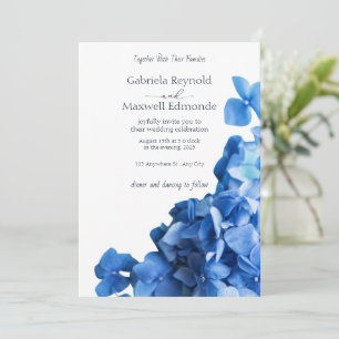 Convite para Casamento de Hydrangea Azul Elegante