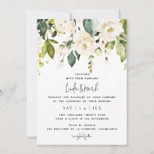 Convite para Casamento de Hydrangea Branca