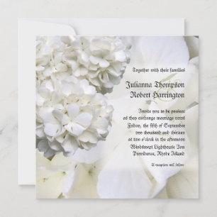 Convite para Casamento de Hydrangea Branca, Quadra