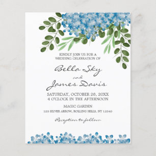 Convite para Casamento de Hydrangeas Azuis de Orça