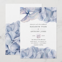 Convite para Casamento de Hydrangeas Azul