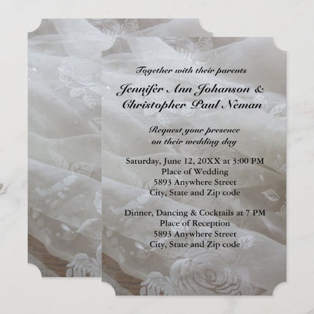 Convite para Casamento de Imagem de Vestido de Cas (Frente/Verso)