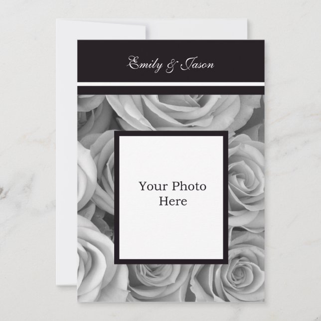 Convite para Casamento de Imagens com Rosa Frontei (Frente)