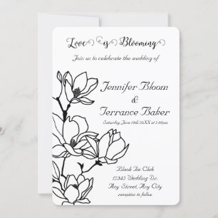 Convite para Casamento de Impressão Floral Negra