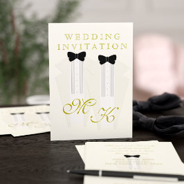 Convite para Casamento de Ivory Tuxedo Dois Grooms