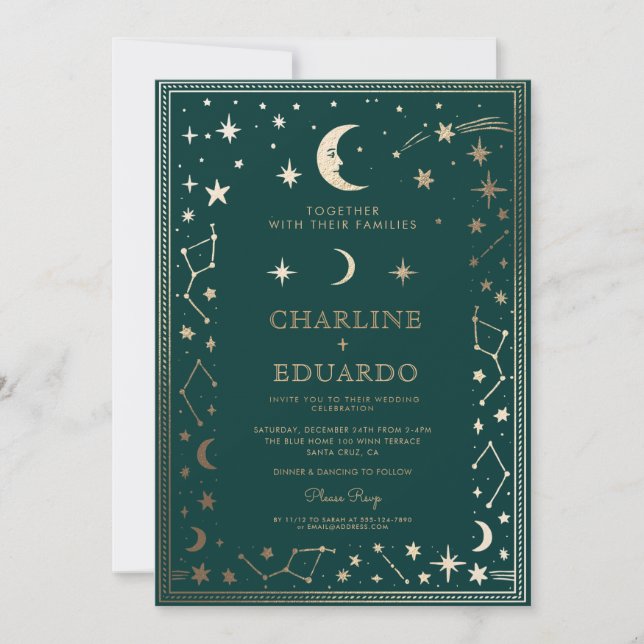 Convite para Casamento de Ivy Dourado Medieval do  (Frente)