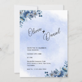 Convite para Casamento de Jardim Azul Chic