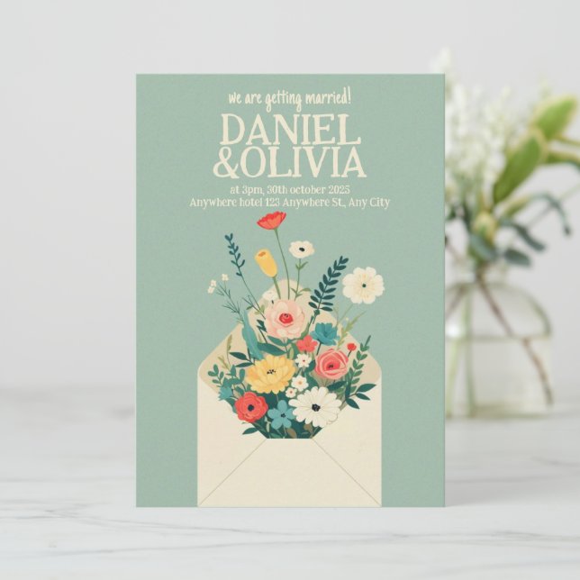 Convite para Casamento de Jardim Botânico de Flore (Em pé/Frente)