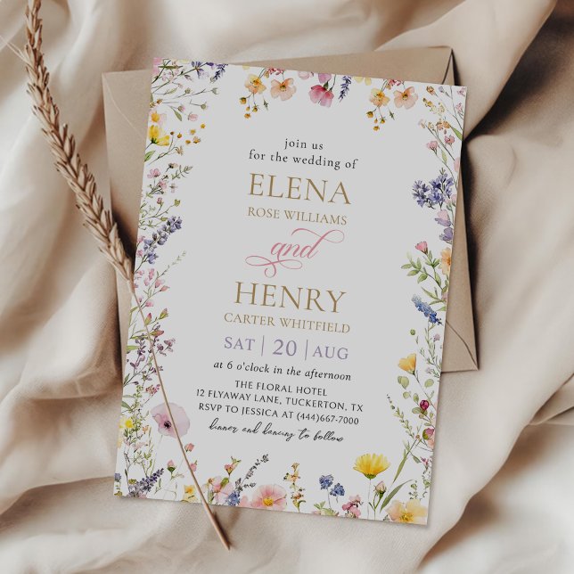 Convite para Casamento de Jardim de Flores Selvage (Criador carregado)