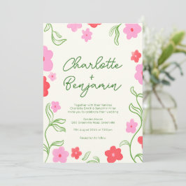 Convite para Casamento de Jardim Floral Bonito e B