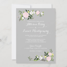 Convite para Casamento de Jardim Floral - cinzas