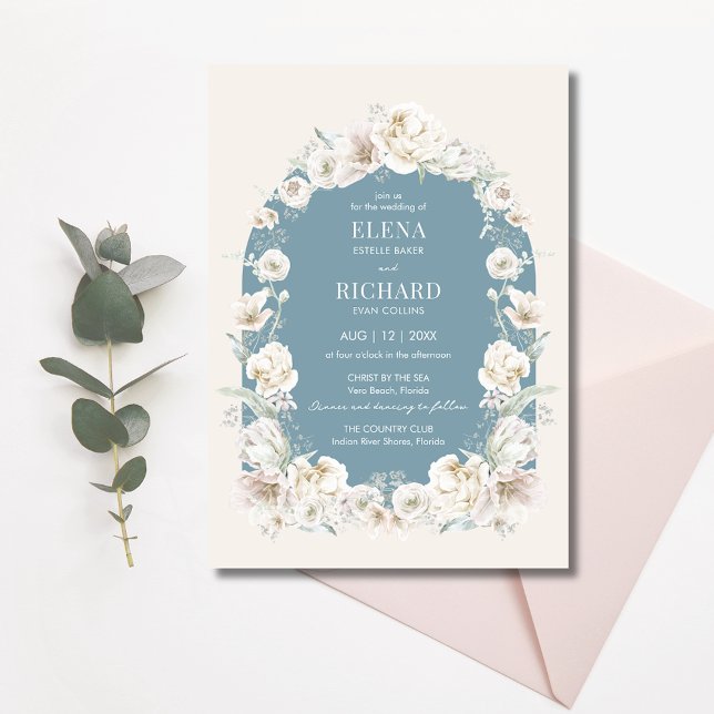 Convite para Casamento de Jardim Floral Moderno El (Elegant Modern Floral Garden Wedding Invitation)