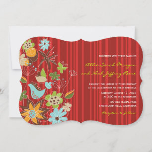 Convite para Casamento de Jardim Floral Vermelho e
