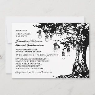 convite para casamento de jars mason preto e branc