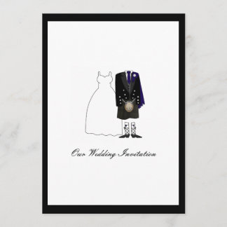 Convite para Casamento de Kilt Escocês - Marinho A