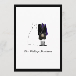 Convite para Casamento de Kilt Escocês - Roxo