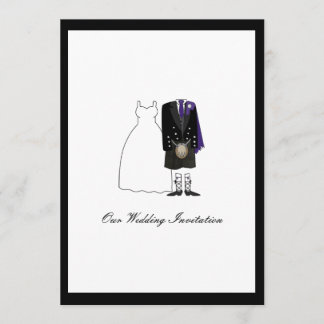 Convite para Casamento de Kilt Escocês - Roxo