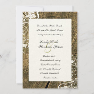Convite para Casamento de Lace de Anéis de Árvor