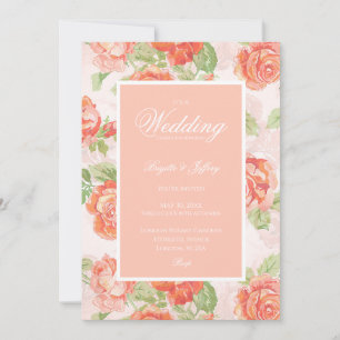 Convite para casamento de laranja Elegante