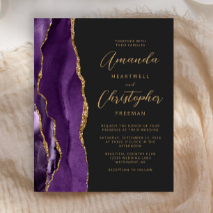 Convite para Casamento de Lata de Agato Roxo de Or