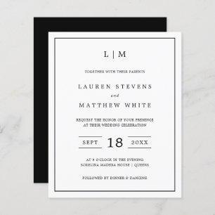 Convite para Casamento de Lauren Black and White B