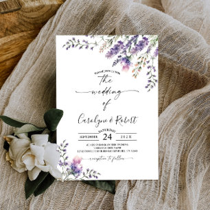 convite para casamento de lavanda