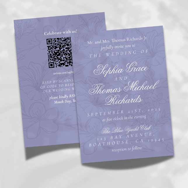 Convite para Casamento de Lavandas Floral Elegante (Celebrate your love with this Lavender Floral Wedding Invitation!)