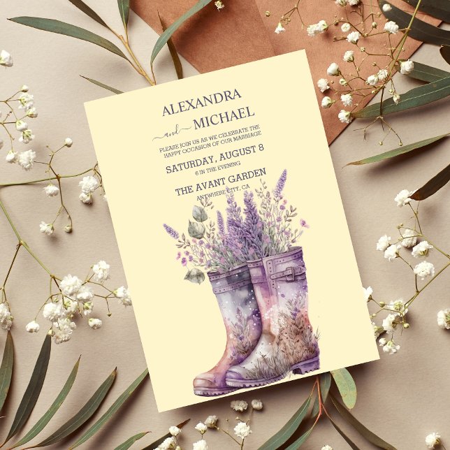 Convite para Casamento de Lavandas Roxo de Algodão (Criador carregado)
