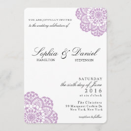 Convite Para Casamento De Lilac Purple Lace Doily