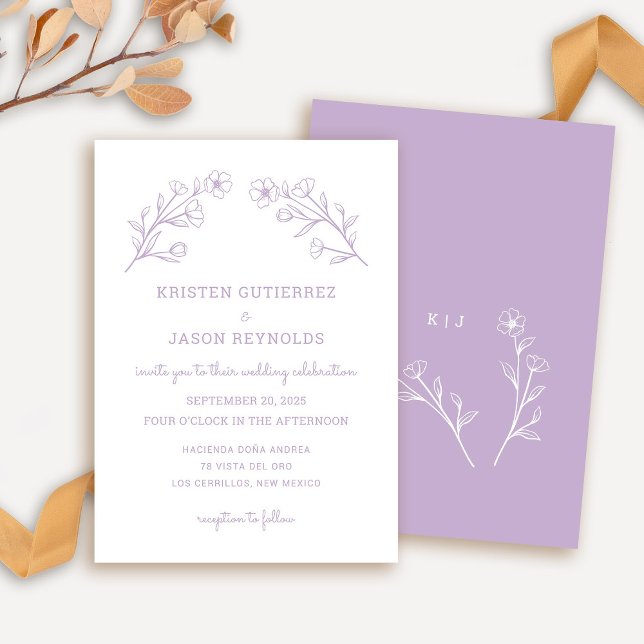 Convite para Casamento de Lilac Wildflower (Wildflower Wedding Invitation in Lilac)