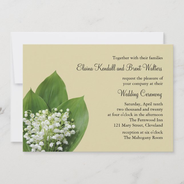 Convite para Casamento de Lily of the Valley (bege (Frente)