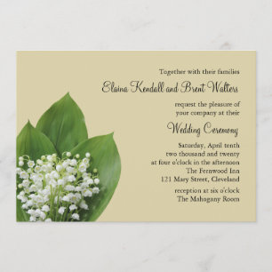 Convite para Casamento de Lily of the Valley (bege